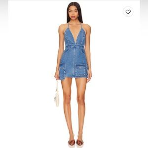 Bardot Zerah Cargo Mini Denim Dress Size 4